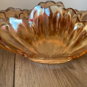 Vintage Jeannette Marigold Carnival Glass Gondola Fruit Boat Bowl 1960's image 4