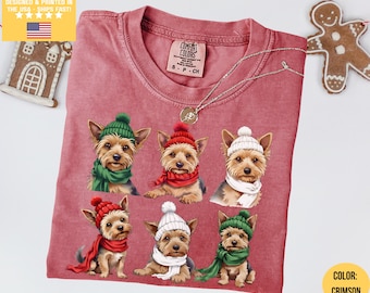 Comfort Colors® Christmas Yorkie Shirt, Yorkie Gifts, Yorkie Mom, Yorkie Mom Gift, Dog Mom Shirt, Yorkshire Terrier Tshirt, Festive Holiday