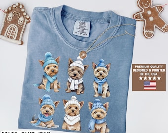Comfort Colors® Christmas Yorkie Shirt, Yorkie Gifts, Yorkie Mom, Yorkie Mom Gift, Dog Mom Shirt, Yorkshire Terrier Tshirt, Festive Holiday