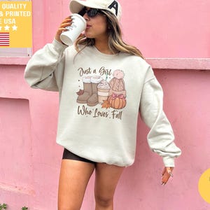 Just a Girl Who Loves Fall Sweatshirt, Pumpkin Sweater Thanksgiving Sweater Fall Football Sweatshirt Thankful Sweatshirt Football Coquette