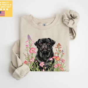Black Pug Wildflower Sweatshirt Pug Mama Shirt Pug Mom Pug Dad Gift Dog Lover Pullover Cute Holiday Sweater Pug Christmas Clipart