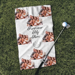 Custom Golf Towel, Golf Towels, Photo Head Golf Towel, Pet Photo Head Golf Towels for Men/Women, Funny Golf Gift Husband Grandpa Boyfriend