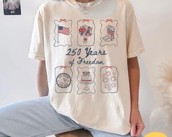 Comfort Colors® Amerika 250 Shirt, USA 250 Jahre Semiquincentennial T-Shirt, Flaggen-Shirt, Unabhängigkeitstag Retro USA Shirt