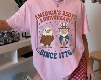 Comfort Colors® Amerika 250 Shirt, USA 250 Jahre Semiquincentennial T-Shirt, Flaggen-Shirt, Unabhängigkeitstag Retro USA Shirt