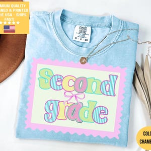Comfort Colors® Seersucker 2nd Grade Shirt, Girls Second Grade Shirt, Coquette 2nd Grade Tee, Back to School, First Day of Second Grade