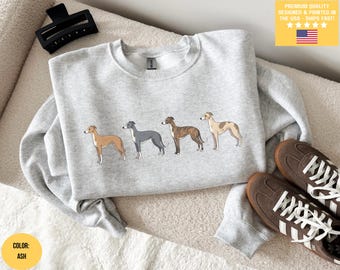 Sudadera Whippet Greyhound, Camiseta de cuello redondo para mamá de galgos Whippet, Camiseta de regalo para amantes de los Whippets