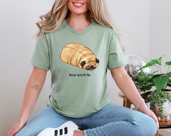 パグと一緒にお出かけシャツ。パグの飼い主さんへの面白いシャツ、パグママシャツ、パグママシャツ、パグパパギフト、パグシャツ、パグの飼い主さんプルオーバー、かわいいパグ