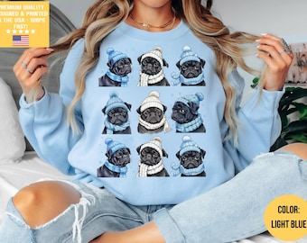 Black Pug Funny Christmas Sweatshirt Pug Mama Shirt Pug Mom Pug Dad Gift Dog Lover Pullover Cute Holiday Sweater Pug Christmas Clipart