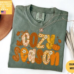 Comfort Colors® Cozy Season Shirt, Fall Season T-Shirt, Autumn Cozy Shirt, Cute Cozy Season T-Shirt, Floral Cozy Seaon Tee, Girl Fall Shirt