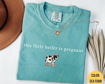 Comfort Colors Shirt, Funny Pregnancy Announcement Tee, Western Cow Shirt, Country Mom To Be, Unhinged Tshirt, Pregnancy Reveal Shirt