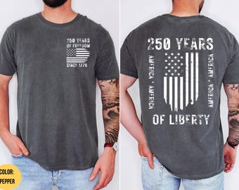 Comfort Colors® America 250 Shirt, USA 250 Years Semiquincentennial Tee, Patriotic Flag Shirt, Independence Day Retro USA Mens Shirt 1776