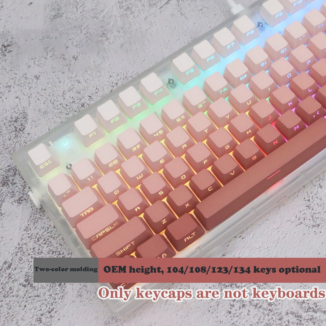 Gradient Pink Keycaps Set Translucent Lettering Keycaps Etsy