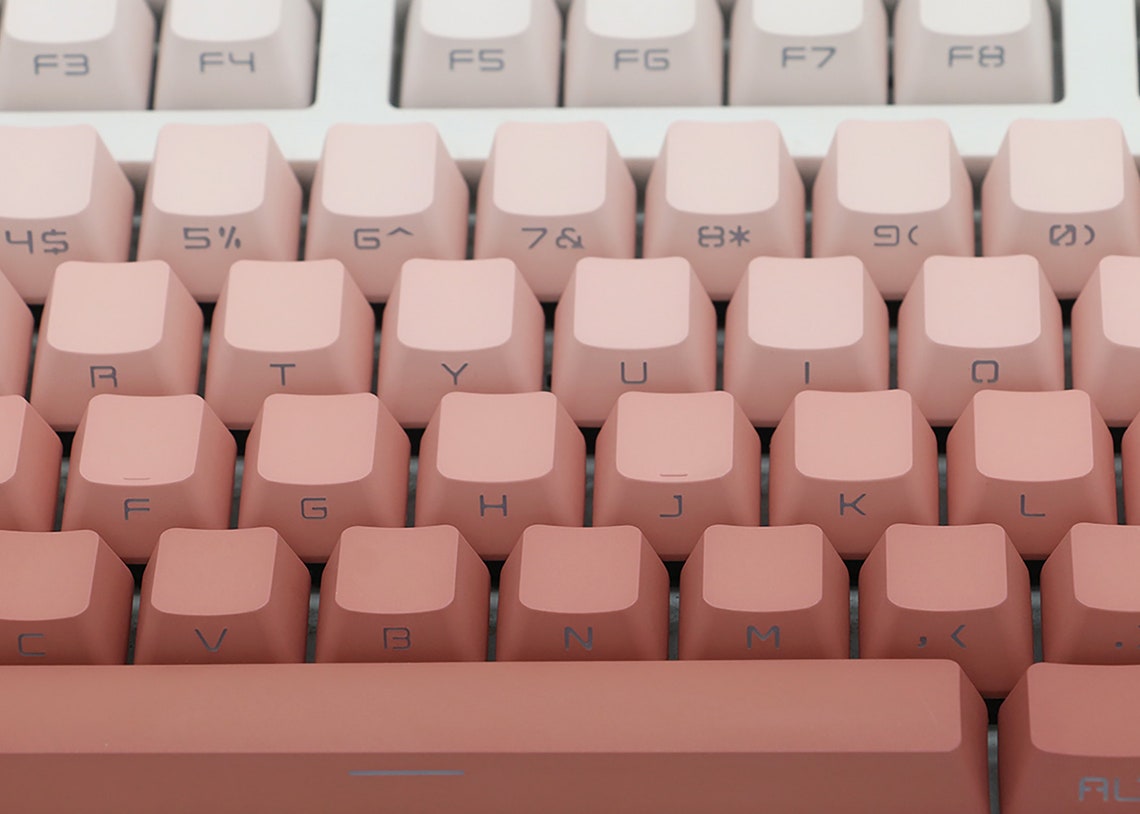 Gradient Pink Keycaps Set Translucent Lettering Keycaps Etsy
