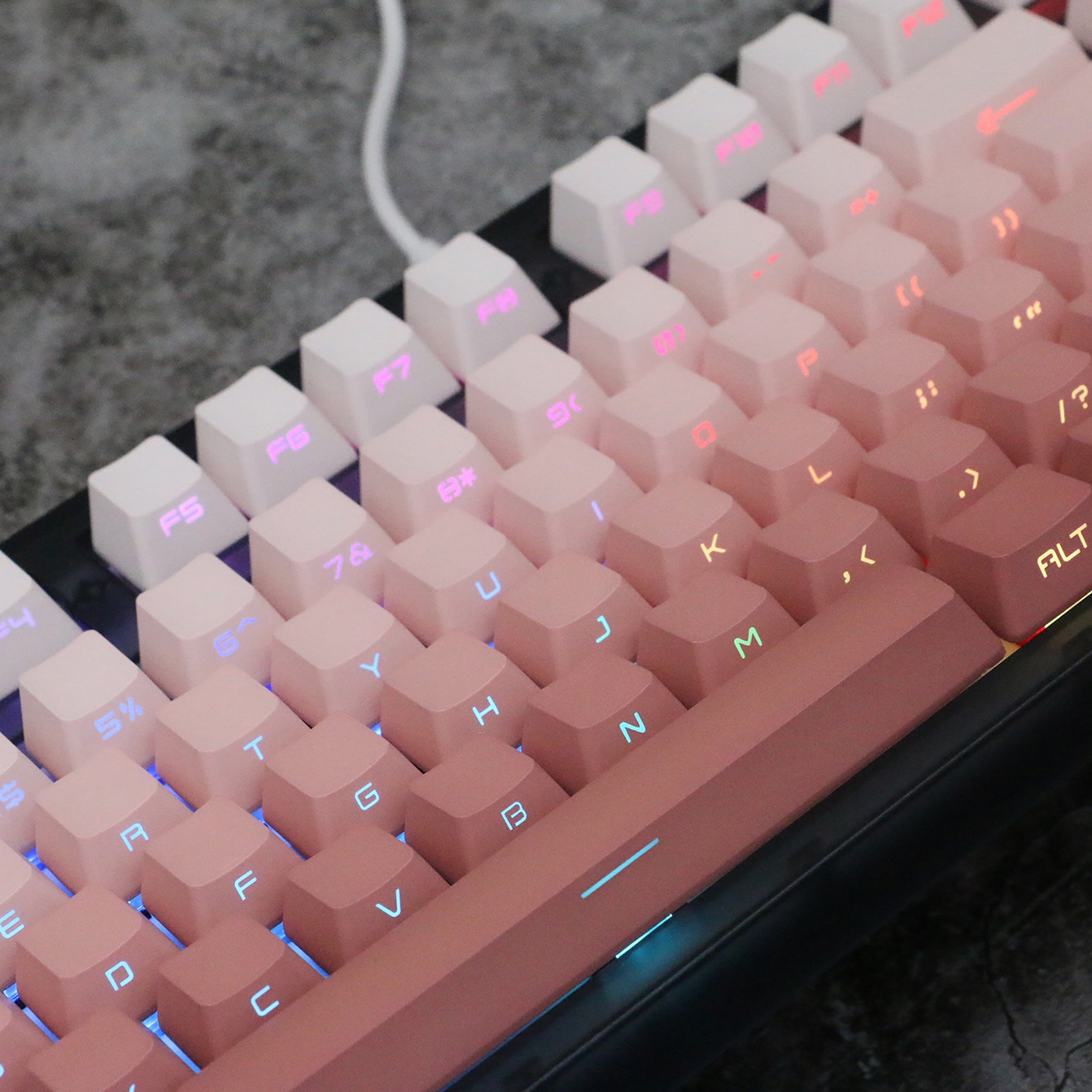 Gradient Pink Keycaps Set Translucent Lettering Keycaps Etsy