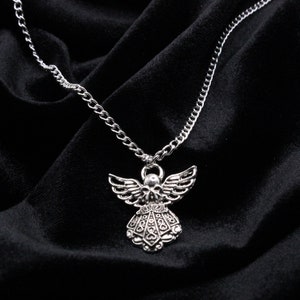 Tibetan Silver Angel pendant necklace with curb chain