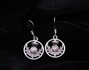 Silberne schottische Distel Ohrringe mit 925 Sterling Silber Haken