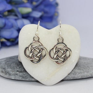 Antique silver Celtic knot earrings with 925 Sterling silver hooks