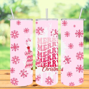 Pink Christmas tumbler wrap digital download