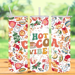 Hot cocoa vibes Christmas 20 oz tumbler wrap digital download