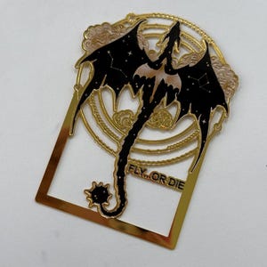 Fourth Wing Empyrian Dragons Tairn & Andarna metal bookmark - Onyx Storm!