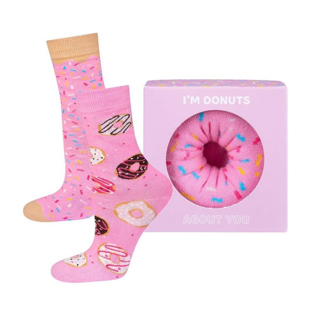 Donut Socks in Box Colorful Socks Women Socks Patterned Etsy