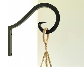 Metal Plant & Lantern Hanger – Decorative Wall Hook for Hanging Pots, Lanterns / More – Indoor/Outdoor Use, 2 Hangers = Free Macrame for pot
