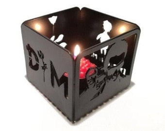 Depeche Mode inspired Candle Box  /  metal candle lantern /  Candlestick / metal decoration /  Metal Art / Windlicht