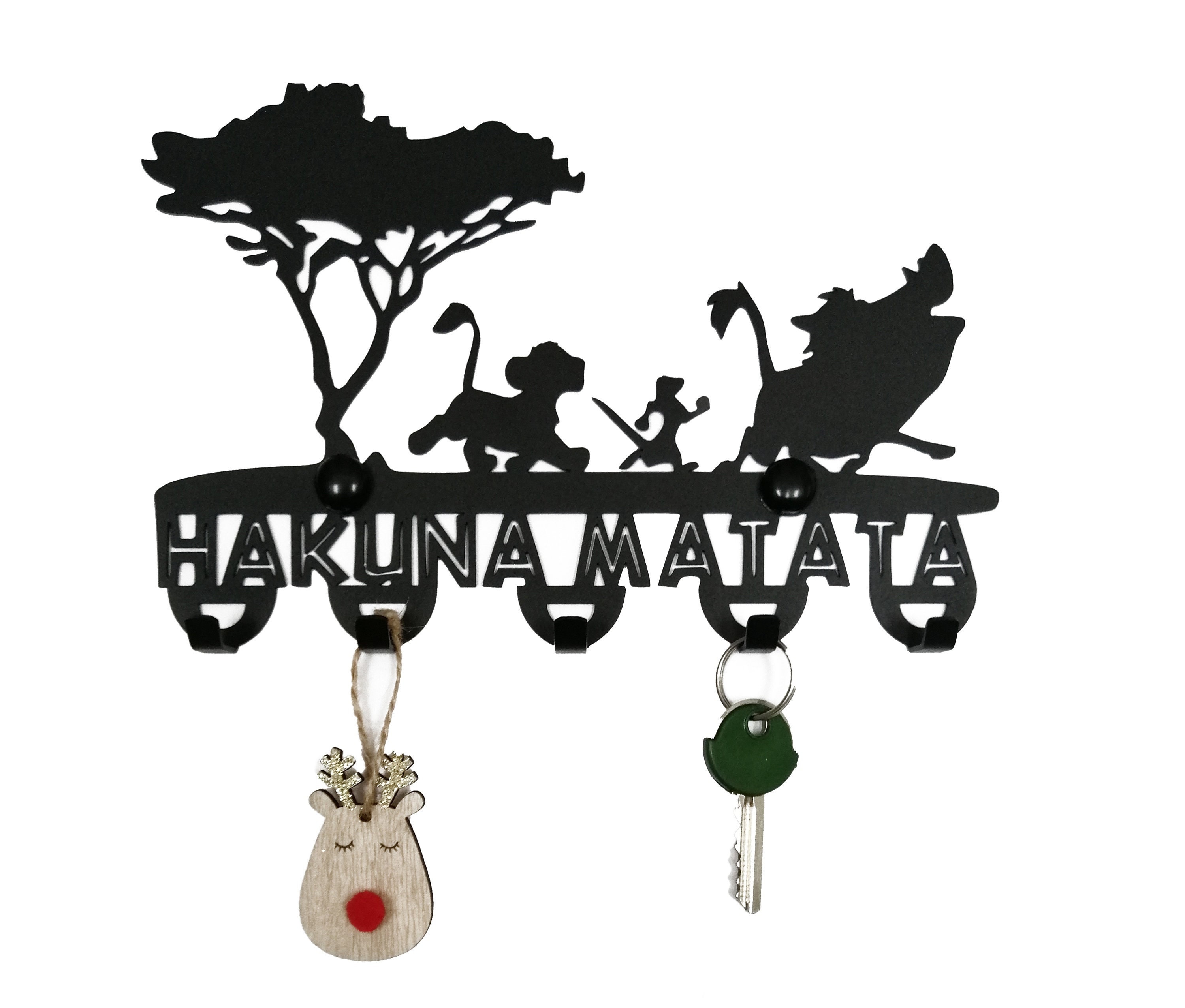 Hakuna Matata Key Holder – Lion Wall Art with Simba | Key Organizer, Durable Metal Hooks, African-Themed Decor