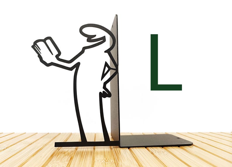 Left Bookend Line Inspired Metal Bookends, One Line Art, Modern Shelf Decor, Unique ...