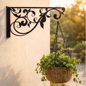 Colgador de plantas de pared, soporte de farol de metal para interior y exterior, elegante macetero, decoración de pared de jardín, gancho para colgar en el patio.