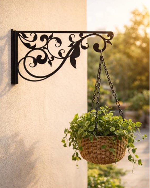 Metallo Appendere Fiori Cesto Supporto Pianta da Giardino Vaso Ghisa Gancio