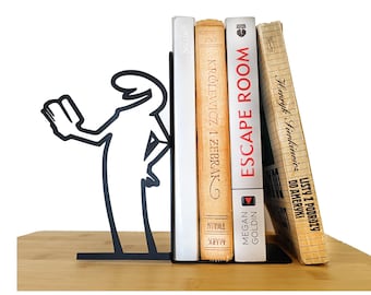 The Line Minimalist Metal Bookends, One Line Art Design, Modern Shelf Decor, Unique Handmade Gift Idea, Metal Art Bookend for Home & Office