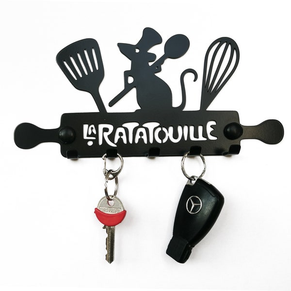 La Ratatouille Key holder, Wall decoration, Metal Kitchen Hook Little Chef Remy - Gusteau's, Key hanger, Rat mouse gift, Wall decor