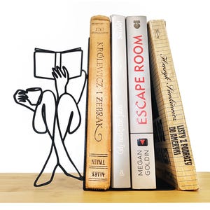 Einzeilige Kunst-Buchstützen aus Metall – Minimalistisches Regaldekor, einzigartiges Geschenk für Leser, langlebiger Organizer für Zuhause und Büro