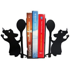 La Ratatouille Metal Bookends – Remy Inspired French Kitchen Decor & Cookbook Holder, Little Chef Gift