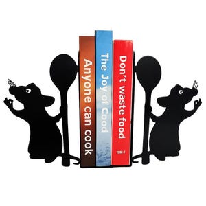 La Ratatouille Metal Bookends – Remy Inspired French Kitchen Decor & Cookbook Holder, Little Chef Gift