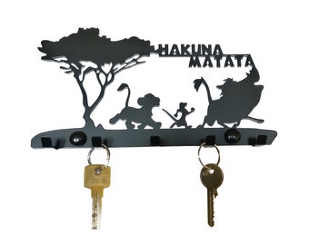 Porta llaves de metal Hakuna Matata, organizador de llaves duradero, decoración para pared, Arte de pared, Regalo, colgador de llaves, Decoración de pared de metal, Rey León