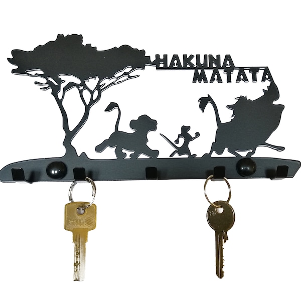 Hakuna Matata Key Holder – Metal Key Rack, King Wall Decor, African-Inspired Organizer