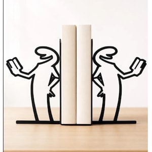 Sujetalibros de metal inspirados en líneas, arte de una sola línea, decoración moderna para estantes, idea de regalo única hecha a mano, sujetalibros de arte de metal para el hogar y la oficina.