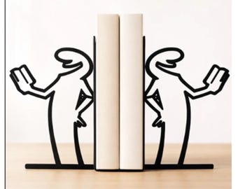 Line inspired Metal Bookends, One Line Art, Modern Shelf Decor, Unique Handmade Gift Idea, Metal Art Bookend for Home & Office