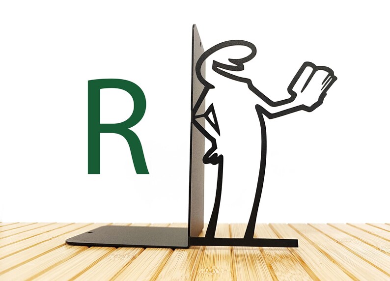 Left Bookend Line Inspired Metal Bookends, One Line Art, Modern Shelf Decor, Unique ...