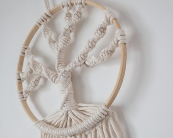 Macrame Tree of Life Wall Hanging: Recycled Wool Boho Decor
