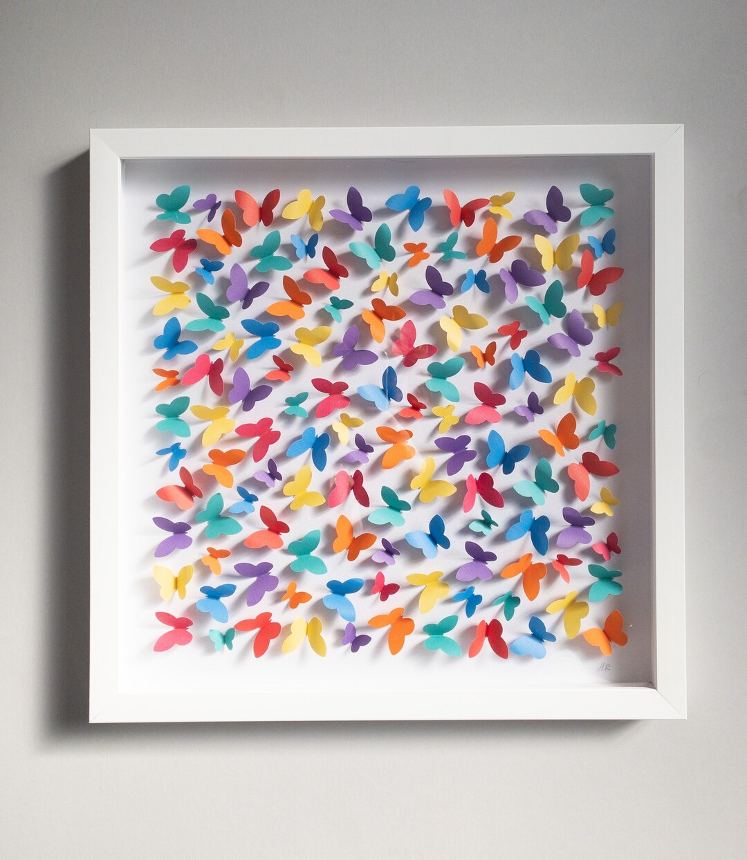 3D Butterfly Paper Art: Colorful Square Box Frame Wall Decor - Etsy