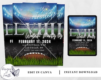 Editable Football Watch Party Invitation (Digital Download)
