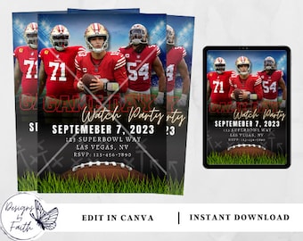 San Francisco 49ers Football Watch Party Invitation (Digital Download)