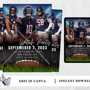 Chicago Bears | Football Invitation | Editable Football Invitation | Football Party | Watch Party | Instant Download Invitation