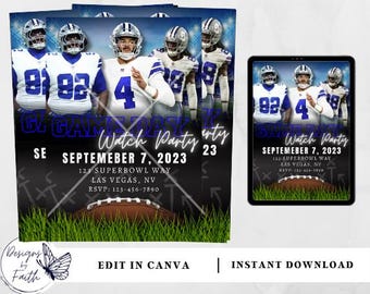 Dallas Cowboys Football Watch Party Invitation (Digital Download)