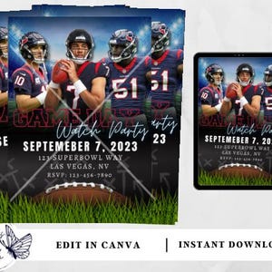 Houston Texans Football Party Invitation: Editable Template (Digital Download)