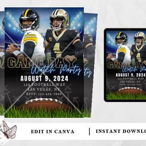 Pittsburgh Steelers vs New Orleans Saints | Watch Party Invitation | Editable Football Invitation | Watch Party | Digital Invitation