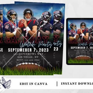 Houston Texans | Football Invitation | Editable Football Invitation | Football Party | Watch Party | Instant Download Invitation